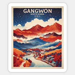 Gangwon South Korea Starry Night Travel Tourism Retro Vintage Sticker